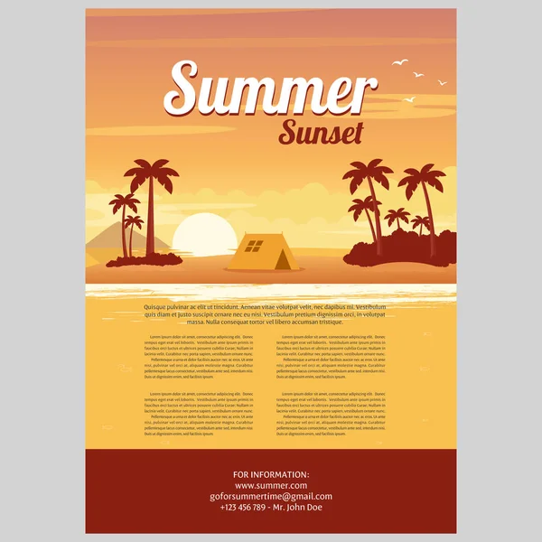 Île tropicale coucher de soleil — Image vectorielle