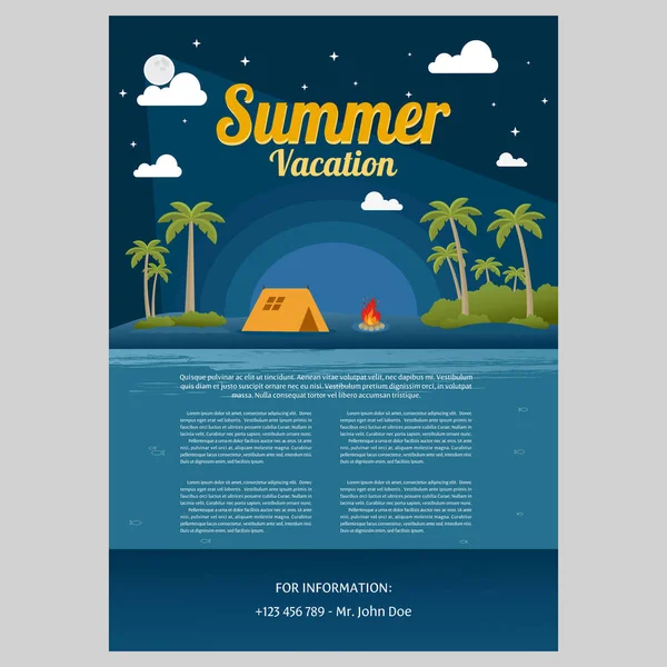 Summer Vacation Night Tropical Island — Vector de stoc