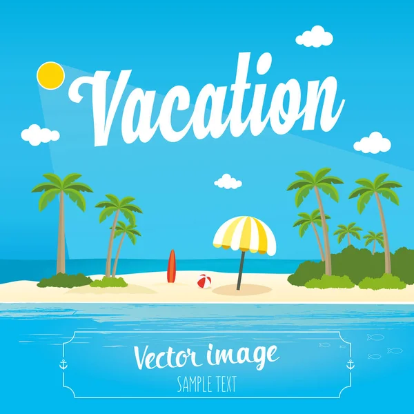 Vacanță de vară Insula Tropicală — Vector de stoc