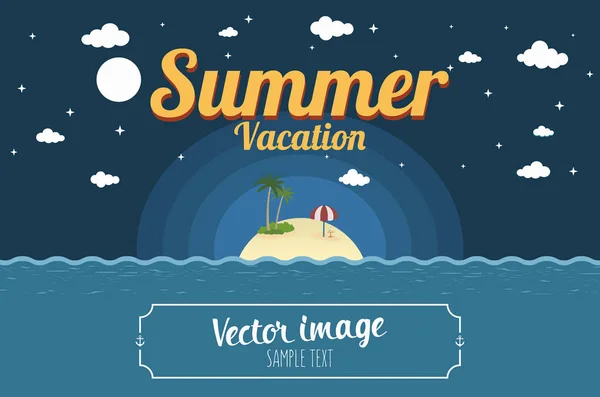 Summer Vacation Night Tropical Island — Vector de stoc