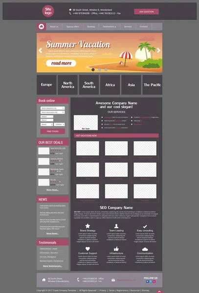 Modèle de site Web vectoriel pour l'agence de voyage — Image vectorielle