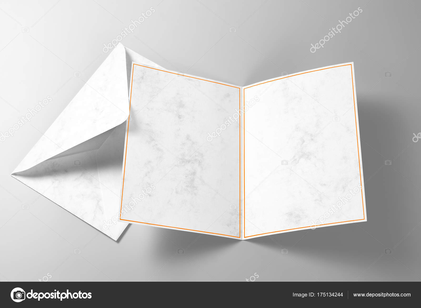 blank open card with yellow frame and envelope 175134244