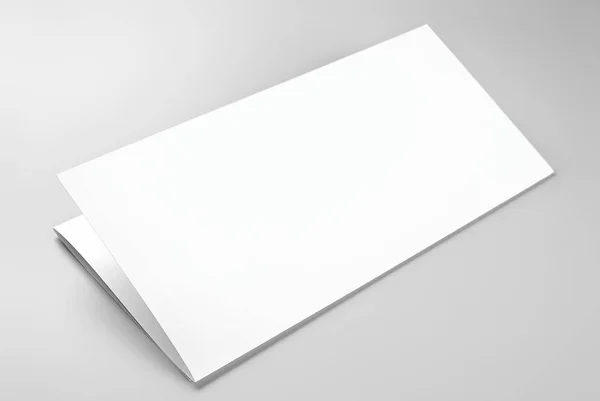 Folha Dobrada Branco Papel Papel Timbrado Sobre Fundo Cinza — Fotografia de Stock