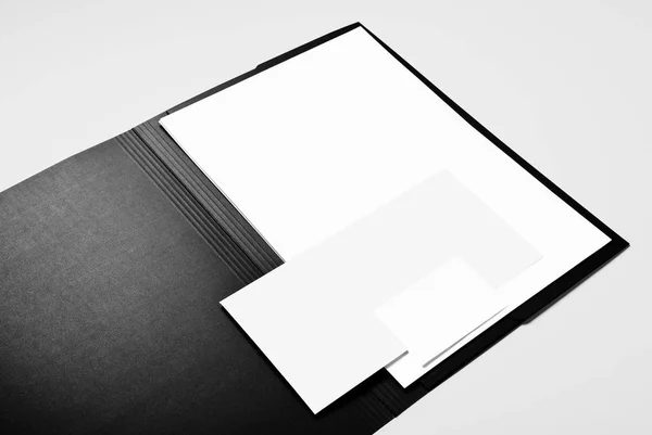 Folder Blank Sheets Paper Envelope Business Card — Stock Photo, Image