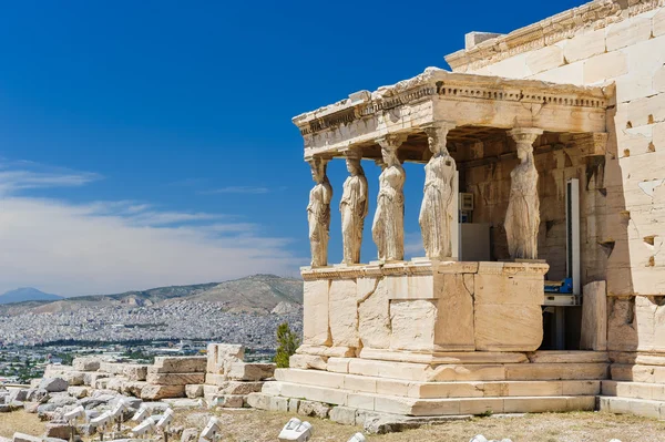 Karyatider på veranda av Erechtheion, Akropolis — Stockfoto