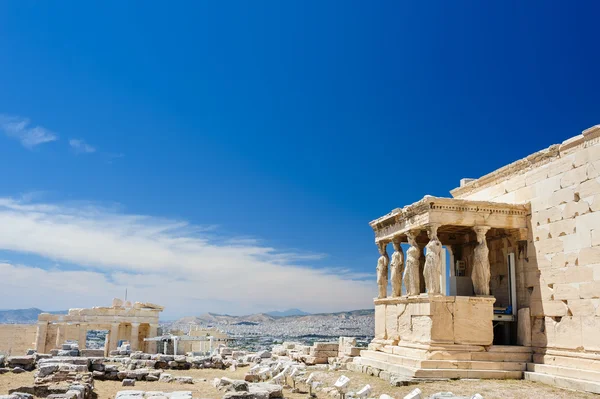 Cariatidi al portico dell'Eretteo, Acropoli — Foto Stock