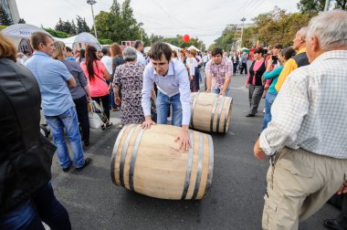 Chisinau, Republic of Moldova - October 1, 2016: Celebration National Wine Day at central square the capital clipart