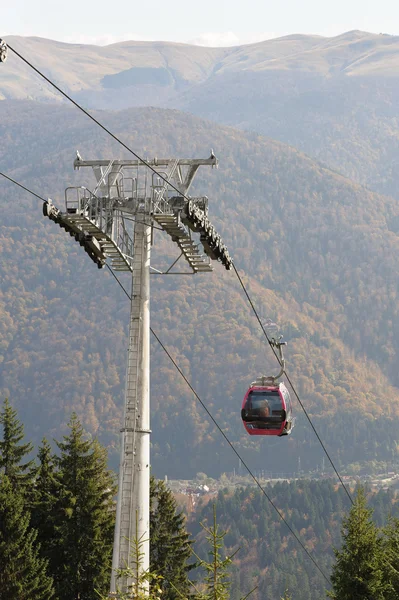 Mountain cableway during the summer