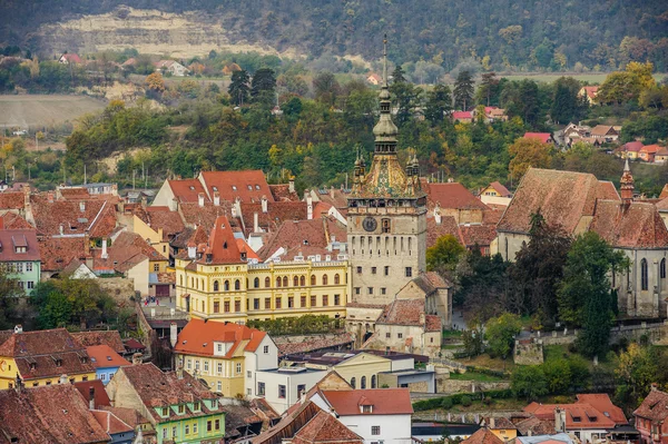 Panoramic view over Sighisoara town, Romania — Stock Photo, Image