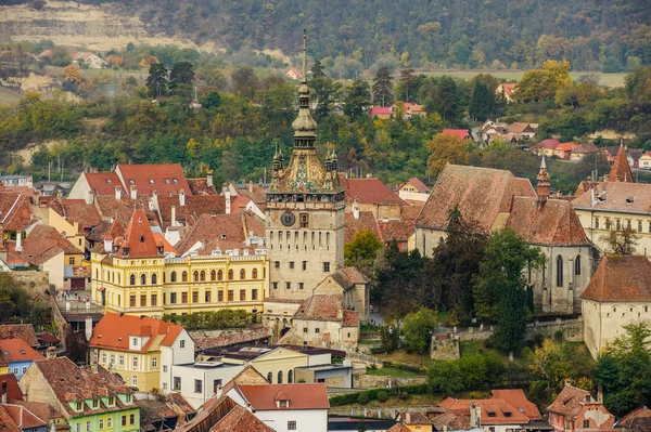 Panoramic view over Sighisoara town, Romania — Stock Photo, Image