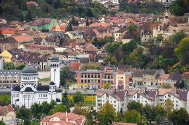 Panoramik Sighisoara kasabada, Romanya