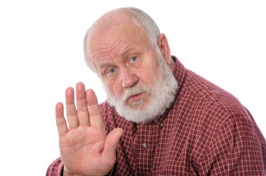 Komuta sizde beyaz izole el hareketi için Talk gösterir