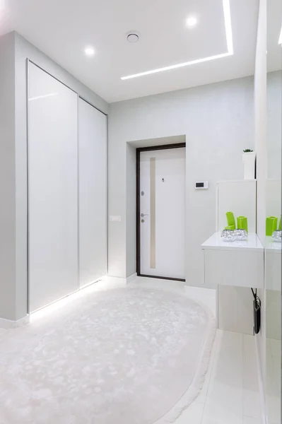 modern white apartment hallway