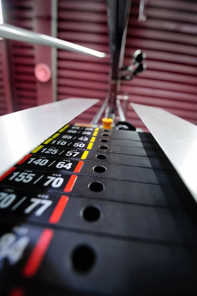 Weights in gym machine — Stock Photo, Image