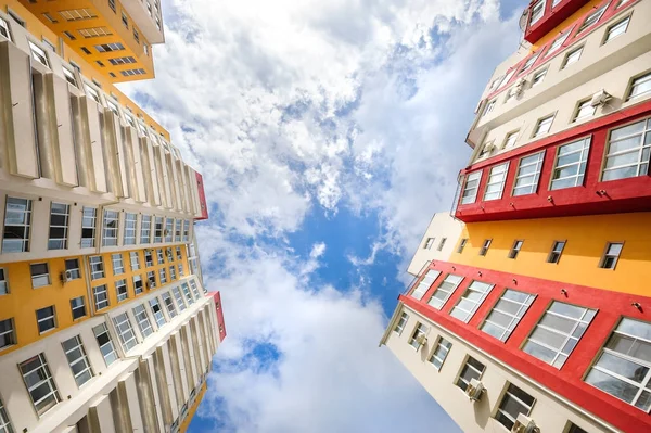 Wide angle shot of new residential buildings — Stock Photo, Image