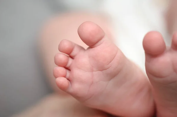 Madres manos celebración bebé recién nacido pies —  Fotos de Stock