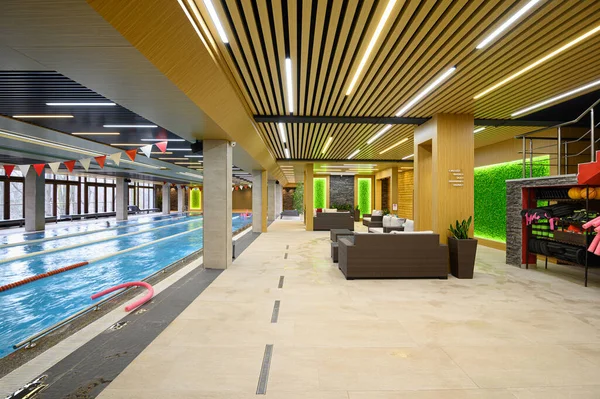 Interior of luxury indoor swimming pool — Stock Fotó