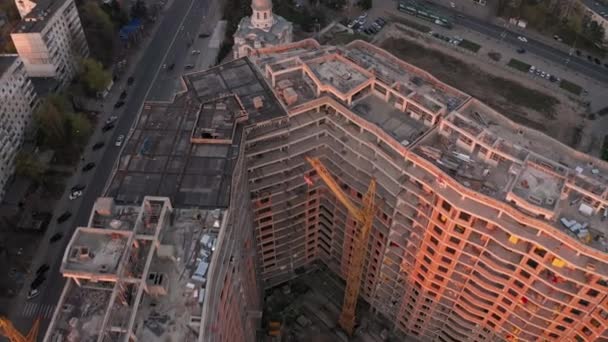 Establishing aerial shot of Chisinau, Moldova at sunset — Stock Video