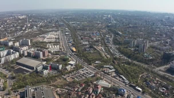 Establishing aerial shot over Chisinau, Moldova during daytime — Stock Video