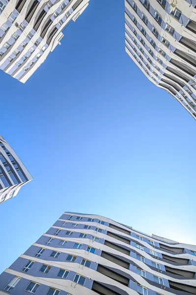 Wide angle shot of new apartments buildings exterior — Stock Photo, Image