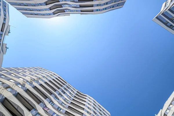 Wide angle shot of new apartments buildings exterior — Stock Photo, Image