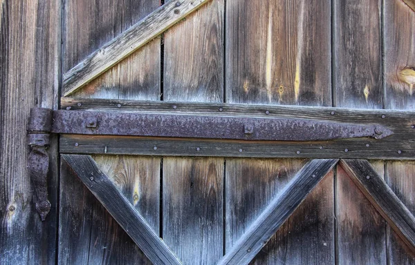 Oude Boom Hout Metalen Scharnier — Stockfoto