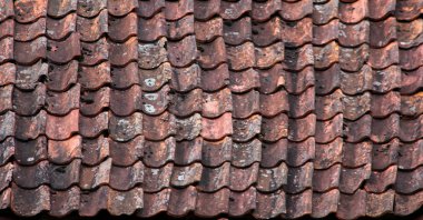 Vintage yosunlu kiremit çatı doku