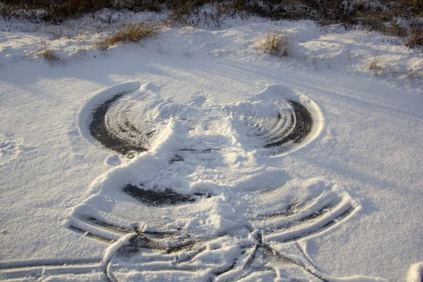 Fußabdrücke Schnee — Stockfoto