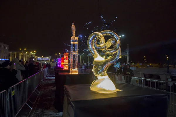 2018 Міжнародний Льодові Скульптури Фестивалю Місті Jelgava Латвії Творчо Виклик — стокове фото