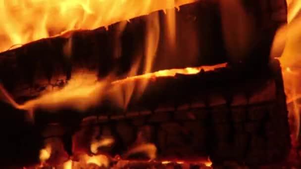 Brennholzkohle Nahaufnahme Kamin Feuer Kamin Holz Haus Glut Nahaufnahme Glut — Stockvideo