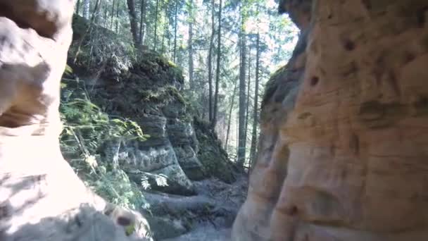 절벽입니다 동굴이야 라트비아에서 있었던 배후에서 형성되고 — 비디오