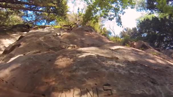 Licu Langu Sandstone Cliffs Formações Areia Lode Cesis Letônia Camera — Vídeo de Stock