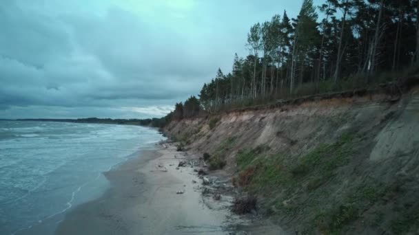 Vliegen Oostzee Jurkalne Avond Uitzicht Vanuit Lucht Letland Jurkalne Seashore — Stockvideo