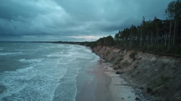 Flying Coastline Baltic Sea Jurkalne Summer Suny Day Letecký Pohled — Stock video