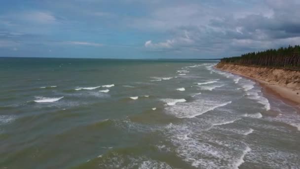 Survoler Littoral Mer Baltique Jurkalne Journée Ensoleillée Été Vue Aérienne — Video