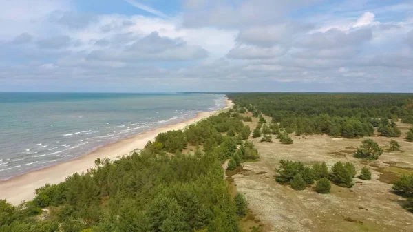 エイリアル ドロンはラトビアのパヴィロスタでバルト海を撮影した バルト海のラトビア海岸 — ストック写真