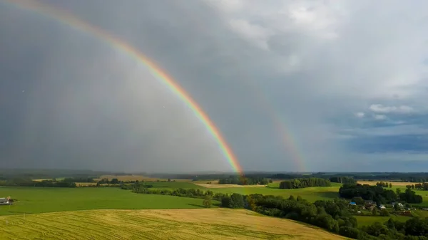 Arc Ciel Dessus Champ Blé Vol Dessus Champ Culture Mûr — Photo