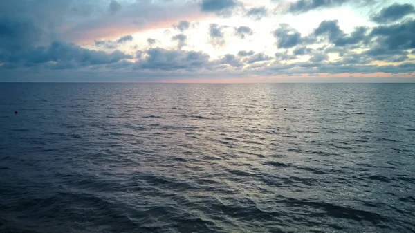Mar Después Del Atardecer Hermoso Sea Sunset Aerial Drone Shoot — Foto de Stock