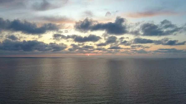 Mar Después Del Atardecer Hermoso Sea Sunset Aerial Drone Shoot — Foto de Stock