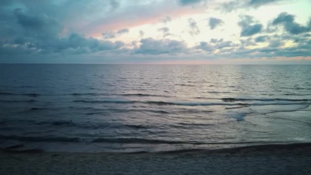 Dron Volando Sobre Mar Después Del Atardecer Hermoso Sea Sunset — Vídeos de Stock