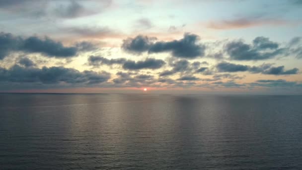 Dron Survolant Mer Après Coucher Soleil Belle Mer Coucher Soleil — Video