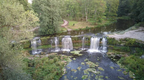 Widok Lotu Ptaka Wodospad Keila Estonia Położony Nad Rzeką Keila — Zdjęcie stockowe