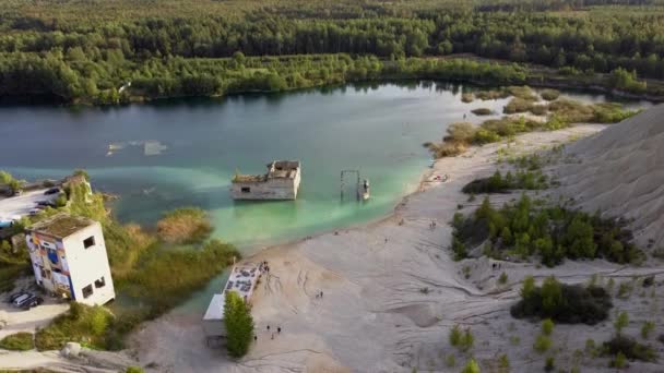 Sand Hills Quarry Pond Abandoned Prison Rummu Estonia Europe Zalane — Wideo stockowe