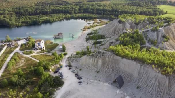 Sand Hills Quarry Pond Abandoned Prison Rummu Estonia Europe Inglês — Vídeo de Stock