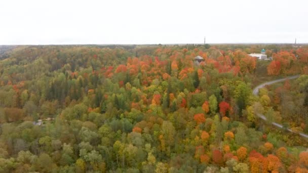 Vue Aérienne Pont Sigulda Téléphérique Dessus Rivière Gauja Pendant Saison — Video