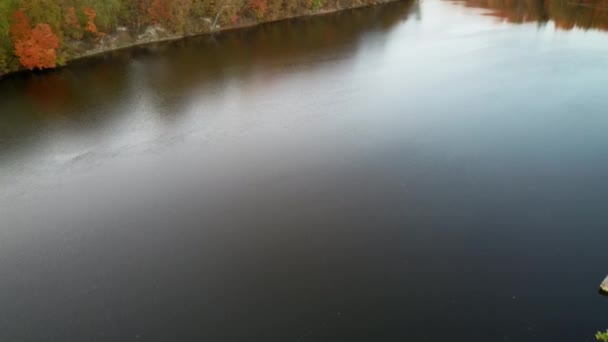 Autumn Aerial View Old Koknese Castle Ruins River Daugava Βρίσκεται — Αρχείο Βίντεο