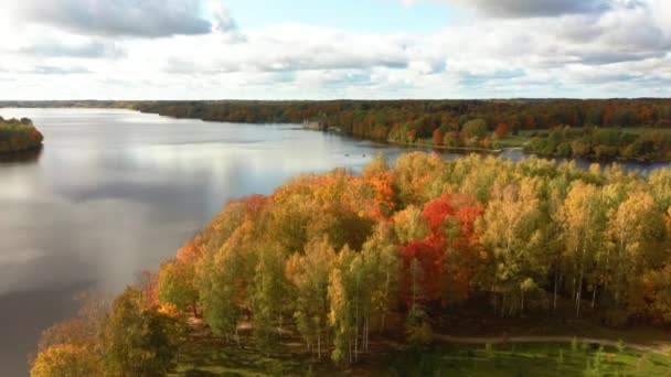 Paesaggio Aereo Autunnale Sul Giardino Del Destino Koknese Lettonia Parco — Video Stock