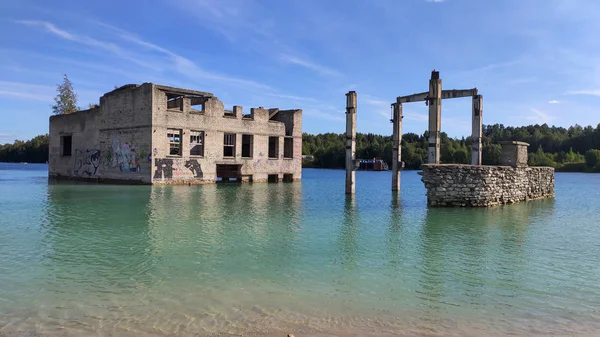 Sand Hills Quarry Pond Abandoned Prison Rummu Estonie Europe Maisons — Photo