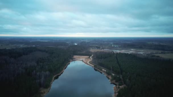 Aerial Dron Shoot Old Dubkalnu Sand Quarry City Ogre Letonia — Vídeos de Stock