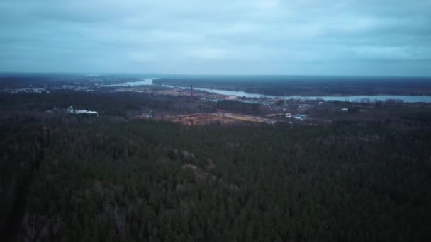 Flygskott Till Observationstornet Old Dubkalnu Sand Quarry City Ogre Lettland — Stockvideo